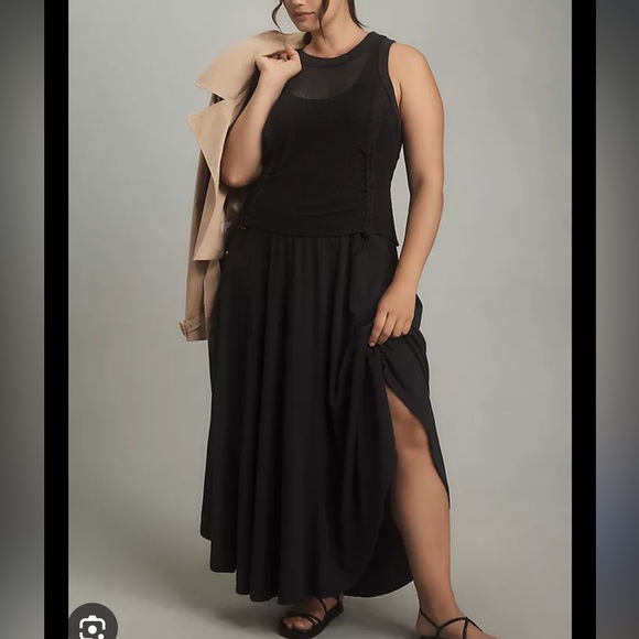 Anthropologie Dresses & Skirts - Anthropologie 1X Forward Line Black Mesh Tank Maxi Dress EUC